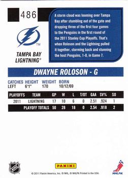 2011-12 Score #486 Dwayne Roloson Back