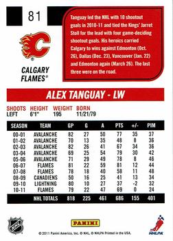 2011-12 Score - Black Ice #81 Alex Tanguay Back