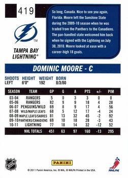 2011-12 Score - Black Ice #419 Dominic Moore Back