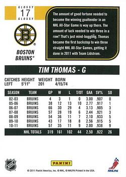 2011-12 Score - Glossy #17 Tim Thomas Back