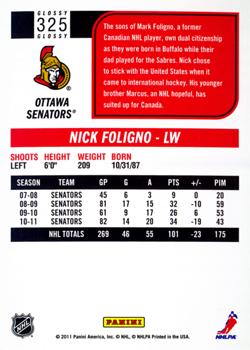 2011-12 Score - Glossy #325 Nick Foligno Back
