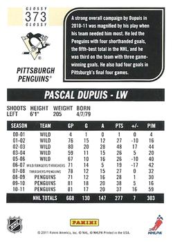 2011-12 Score - Glossy #373 Pascal Dupuis Back