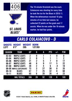 2011-12 Score - Glossy #406 Carlo Colaiacovo Back