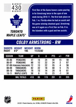 2011-12 Score - Glossy #430 Colby Armstrong Back