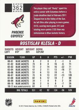 2011-12 Score - Glossy #362 Rostislav Klesla Back