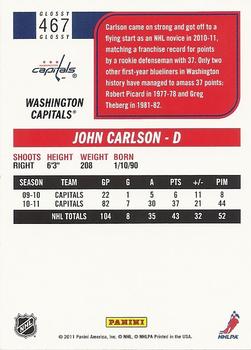 2011-12 Score - Glossy #467 John Carlson Back