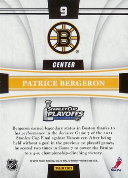 2011-12 Score - Playoff Heroes #9 Patrice Bergeron Back
