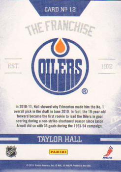 2011-12 Score - The Franchise #12 Taylor Hall Back