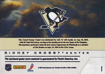 2011-12 Panini Pinnacle - Game Night Materials #1 Sidney Crosby Back