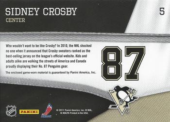 2011-12 Panini Pinnacle - Threads #5 Sidney Crosby Back