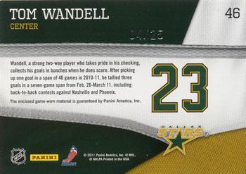 2011-12 Panini Pinnacle - Threads Patches #46 Tom Wandell Back
