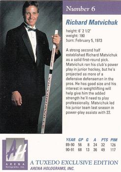1991 Arena Draft Picks #6 Richard Matvichuk  Back
