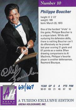1991 Arena Draft Picks - Autographs #10 Philippe Boucher  Back