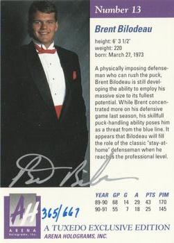 1991 Arena Draft Picks - Autographs #13 Brent Bilodeau  Back