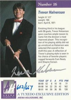 1991 Arena Draft Picks - Autographs #16 Trevor Halverson  Back