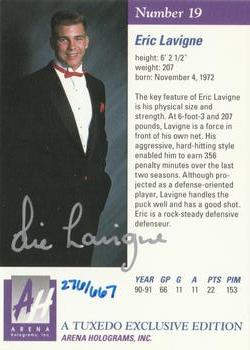 1991 Arena Draft Picks - Autographs #19 Eric Lavigne  Back