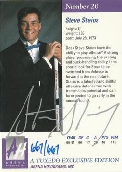 1991 Arena Draft Picks - Autographs #20 Steve Staios  Back
