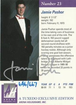 1991 Arena Draft Picks - Autographs #23 Jamie Pushor  Back