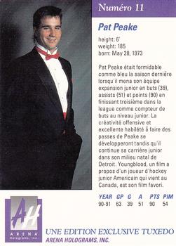1991 Arena Draft Picks French #11 Pat Peake  Back