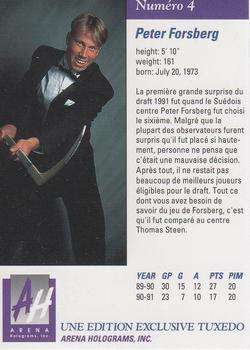 1991 Arena Draft Picks French #4 Peter Forsberg Back