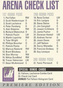 1991 Arena Draft Picks French #33 Checklist Front