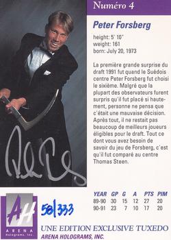 1991 Arena Draft Picks French - Autographs #4 Peter Forsberg Back