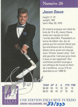 1991 Arena Draft Picks French - Autographs #26 Jason Dawe  Back
