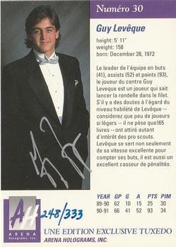 1991 Arena Draft Picks French - Autographs #30 Guy Leveque  Back