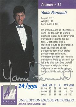 1991 Arena Draft Picks French - Autographs #31 Yanic Perreault  Back