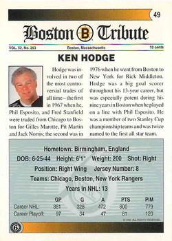 1991-92 Ultimate Original 6 #49 Ken Hodge Back