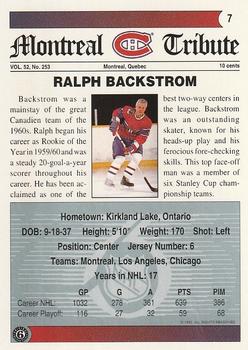 1991-92 Ultimate Original 6 #7 Ralph Backstrom Back