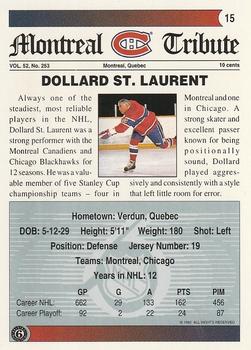 1991-92 Ultimate Original 6 #15 Dollard St. Laurent Back