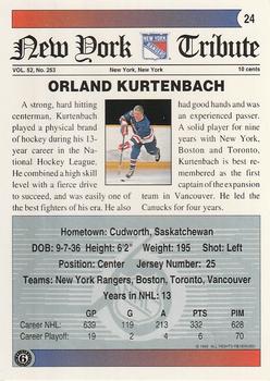 1991-92 Ultimate Original 6 #24 Orland Kurtenbach Back
