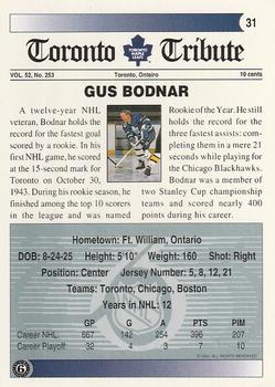 1991-92 Ultimate Original 6 #31 Gus Bodnar Back