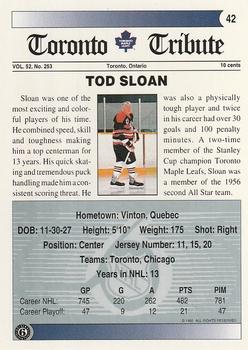 1991-92 Ultimate Original 6 #42 Tod Sloan Back