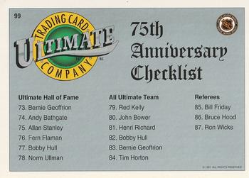1991-92 Ultimate Original 6 #99 75th Anniversary Checklist 1 Back