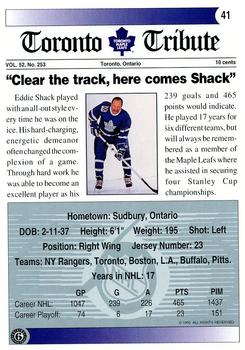 1991-92 Ultimate Original 6 #41 Ed Shack Back