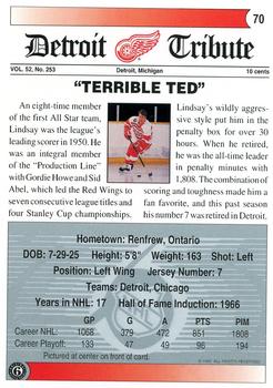 1991-92 Ultimate Original 6 #70 Ted Lindsay Back