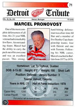 1991-92 Ultimate Original 6 #71 Marcel Pronovost Back