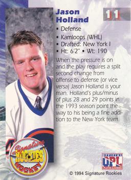1994-95 Signature Rookies #11 Jason Holland Back
