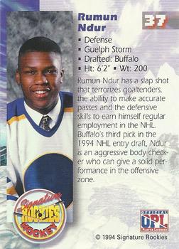 1994-95 Signature Rookies #37 Rumun Ndur Back