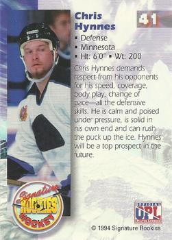 1994-95 Signature Rookies #41 Chris Hynnes Back