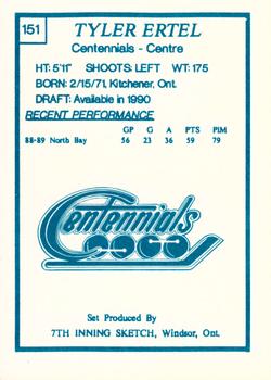 1989-90 7th Inning Sketch OHL #151 Tyler Ertel Back