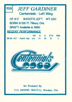 1989-90 7th Inning Sketch OHL #159 Jeff Gardiner Back