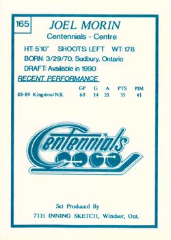 1989-90 7th Inning Sketch OHL #165 Joel Morin Back