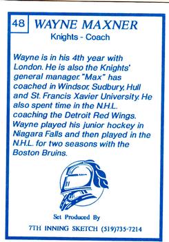 1989-90 7th Inning Sketch OHL #48 Wayne Maxner Back