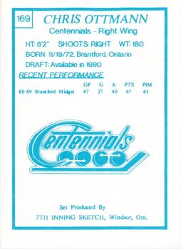 1989-90 7th Inning Sketch OHL #169 Chris Ottmann Back