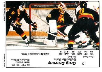 1990-91 7th Inning Sketch OHL #2 Greg Dreveny Back
