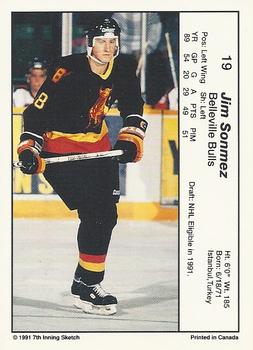 1990-91 7th Inning Sketch OHL #19 Jim Sonmez Back