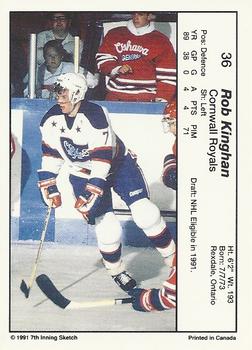 1990-91 7th Inning Sketch OHL #36 Rob Kingham Back